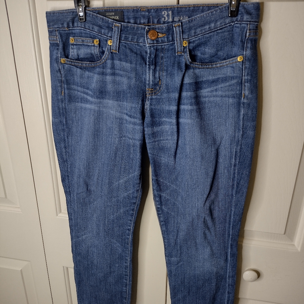 J. Crew Toothpick Women's 31 Ankle Cut Classic Blue Denim Skinny Jeans NWOT
